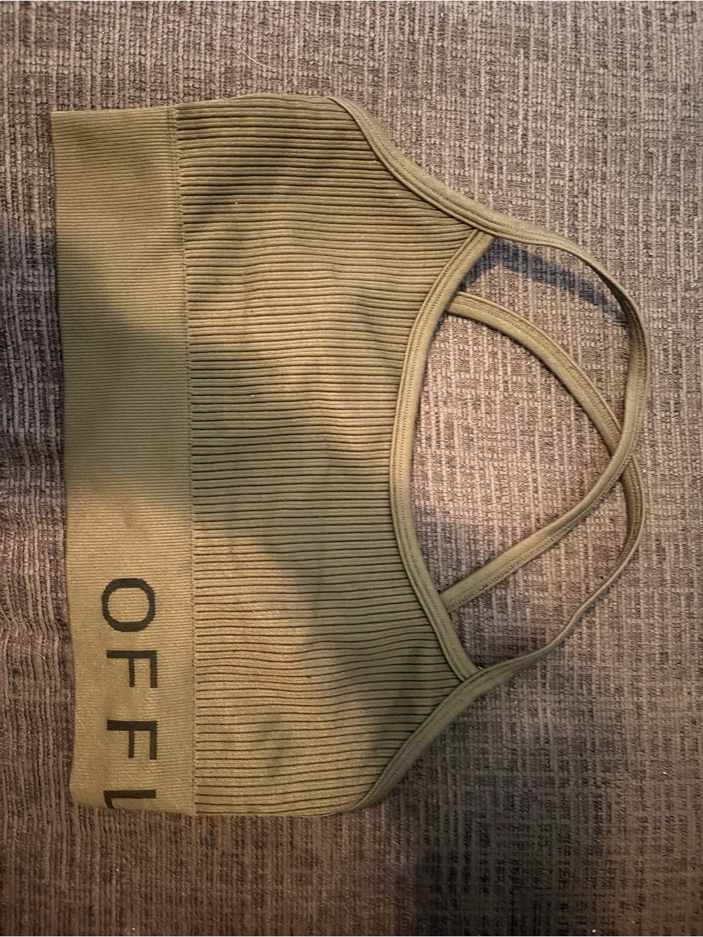 aerie Olive Ribbed Double-Strap Sports Bralette